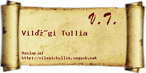 Világi Tullia névjegykártya